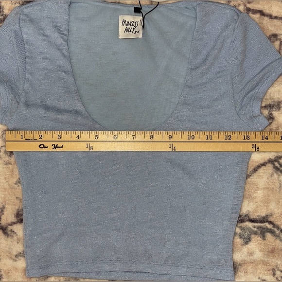 PRINCESS POLLY ALDERNEY CROP MESH TOP BLUE SIZE 2 - Picture 6 of 9